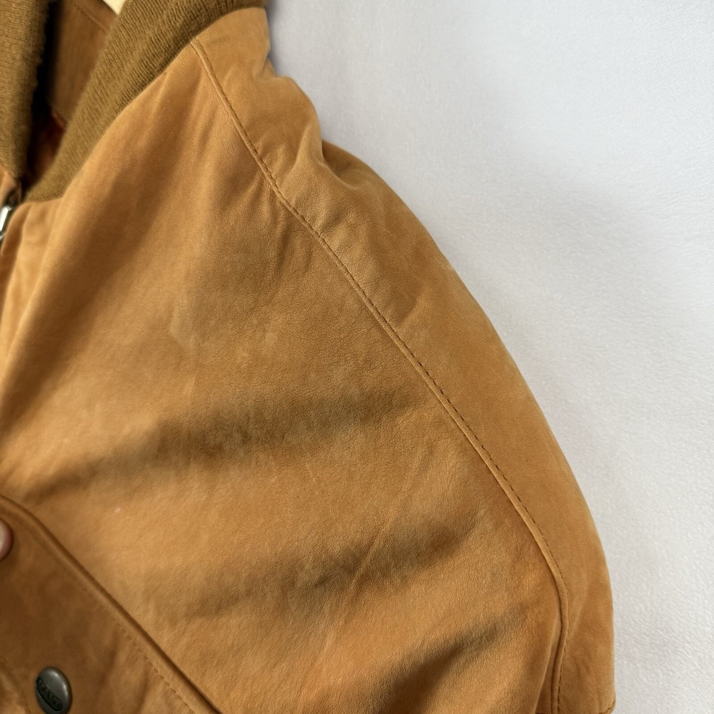 Vintage Karl Kani Suede Men's Bomber Jacket Zip Up Satin Style Interior XL Flaws - Picture 13 of 13
